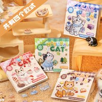 20Pcs Cute Cat Funtime PET Stickers, Adorable Kitten with Dessert Scrapbooking Decals
