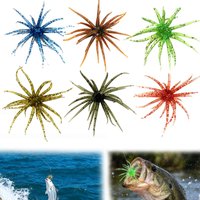 6Pcs Sea Urchin Bait,6 Colors Realistic Fuzzy Dice Fishing Lure,Floating TPR Swimbait with Reflective Stars,