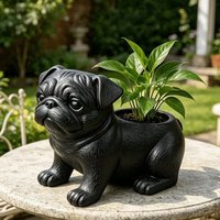 3D Printed Pug Shaped Planter Pot Plastic Funny Dog Succulent Planter Minimalist Handmade Pug Figurine Plant Holder