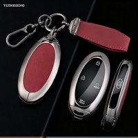 Zinc Alloy + PU Leather Car Key Case Cover For Hyundai Santa Kona Fe MX5 Ev Grandeur GN7 IONIQ 6 2023 ~2026