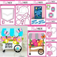 Flower Cart Pop Up Happy Day Sentimens 2025 Metal Cutting Dies DIY Make Card Scrapbook Embossed Paper Album Craft Supplies