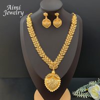 Personalized Jewellery Sets Necklace with Drop Earrings Dubai 18K Gold Plated Jewelry Set for Women Fashion Wedding Party Gifts