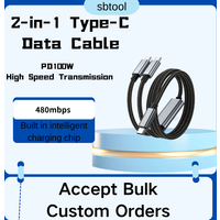 2-in-1 100W USB C Fast Charging Cable (PD 3.1 QC PPS), 2 Pack 6ft Braided Type-C to Type-C Cord for Laptop, Tablet, Samsung, iPh