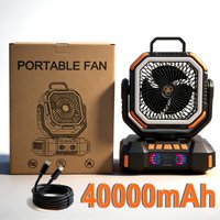 40000mAh USB Battery Portable Rechargeable Table Camping Fan with LED Light Remote Control Oscillating Ceiling Fan for Tent Car