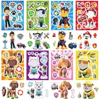 8 Pcs Make Face Paw Patrol Anime Cartoon Stickers - Interaction Educational Puzzle Stickers for DIY Journal, Notebook, Toy