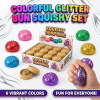 Shiny Glitter Dumpling Squishy: Clear Gel Texture Bun Squeeze Toy, Premium Taba Fidget Pack, Aesthetic Adult Hobby Desk Ornament