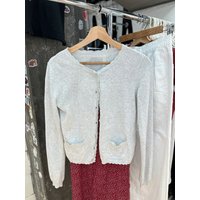 Pockets Gray Knitted Sweater Cardigan Woman Round Neck Long Sleeve Cotton Sweaters Autumn Sweet Preppy Style Knitwear Y2k Top