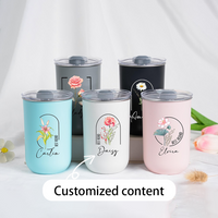 Customizable birthday flower stainless steel water cup,Customized name coffee cup,Birthday、Valentine's Day gift.