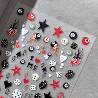 3D Embossed Cherry Nail Art Stickers Self Adhesive Pool Dice Design Manicure DIY Accessories Nail Art Decals For Nail Design