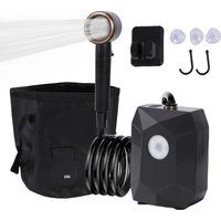 Portable Shower Camping Light Pump 5 Levels Rechargeable Outdoor Shower Kit 20L Foldable Bucket LED Display 6000mAh for Camping