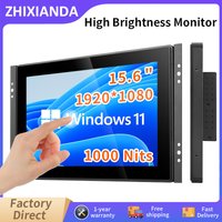 15.6 Inch 1000 Nits Flat True Capacitive Touch Screen Monitor 1920*1080 Open Frame Industrial Waterproof Display With VGA HDMI
