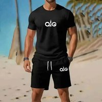 European size Summer Fashion Trendy Casual Sports Run Set Youth Men's Short sleeved T-shirt+Shorts Two Piece Suit
