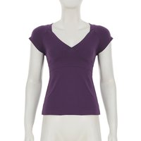 SUCHCUTE Elegant V-neck Short-Sleeve Slim-Fit T-Shirts for Women Casual Basic Cotton Crop Top Summer Low-Cut Tees All Match Y2k