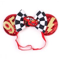 Anime Cars Hair Accessories Pixar 95 Lightning McQueen Mickey Mouse Adjustable Headband for Girls Kids Women Sequin Bow Hairband