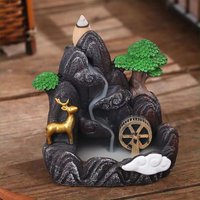 Backflow Incense Holder Waterfall Incense Burners Home Decor Aromatherapy-Ornament Incense Cones with Backflow Incense Cones