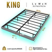 Floating Single Double King Super King Bed Frame With LED Lights, Metal Platform Bed Frame With Under Bed Storage, Heavy Duty Steel Slats Support, No Box Spring Needed, Noise Free, Easy Assembly, Grey