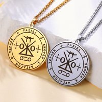 Dawapara Seal of Archangel Raziel Secret of God Amulet Pendant Necklace Sefer Raziel HaMalakh Talisman Stainless Steel Jewelry