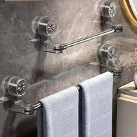 New Suction Cup Towel Rack Stainless Steel Kitchen Bathroom Towel Rod No Drilling Required Wall Mounted Storage Bath Holder