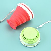 Portable Silicone Folding Water Cup 200/350ml Heat Resistant Telescopic Collapsible Foldable Mug With Lid For Travel Camping