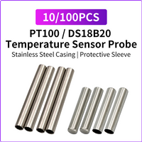 10/100PCS lot temperature sensor PT100 DS18B20 Stainless steel casing pipes Protective sleeve 6*50mm 6*30mm