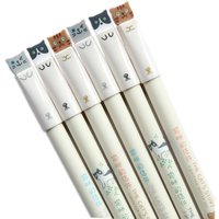Hobby Colorful Cat Design 0.38mm Fine Pen Tip Cap Gel Pen Black Ink Pen 6 Pack School Stationery