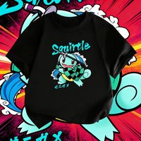 2026 Summer Pokemon Squirtle Samurai Print T-Shirt, 100% Cotton Loose Oversized Couple & Family Tee for Travel Game & Sports Y2k