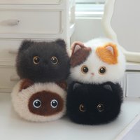 Cute Stress Relief Chubby Cat Plush Toy Squishy Stuffed Calico Siamese Black Fat Kitty Plushie Birthday Gift for Kids Home Decor