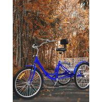 AliExpress NONE 24 Inch Folding Adult Tricycle, 7 Speed 3 Wheel Trike with Basket, Carbon Steel Frame, Elderly Friendly, 120kg Load,for Shopping