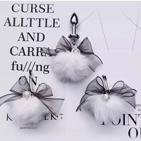 Fur Ball Tail Clip Knot Silk Ribbon Metal Plug Fashion Accessories for Women Sweet Style Non-Etched Jewelry
