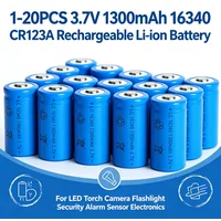 1-20PCS 3.7V 1300mAh 16340 CR123A Rechargeable Li-ion Battery for LED Torch Camera Flashlight Security Alarm Sensor Electronics