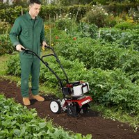 52CC Gasoline Mini Cultivator Tiller 1.9KW 2-Stroke Engine Hand Push Garden Rotavator with 4 Blades for Soil Plowing Weeding