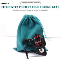 Fishing Tackle Storage Bag with Drawstring Multifunctional Soft Flocking Material Bags for Outdoor Camping Storage 1pcs