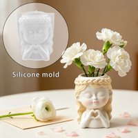 1/2pcs Silicone Pottery Mold Silicone Diy Clay Mold Flower Pot Mold Reusable For Living Room Decoration Office Workstation