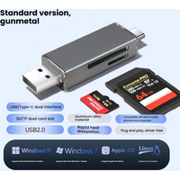 Dual-Port (Type-C/USB 2.0) SD/TF Card Reader - 2TB Support, 5Gbps Speed, Plug & Play for Phone/PC/Mac