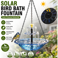 Outdoor Hanging Solar Bird Bath Fountain, 3-Tier Water Feature with Feeder Tray for Hummingbirds, Garden Pond Decor