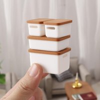 4Pcs Mini Storage Case With Cover 1/12 Dollhouse Miniature Food Storage Box Model Doll House Accessories Toy