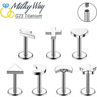 Nose Rings G23 Titanium Jewelry Labret Lip Studs Internally Threaded Earring Sexy Ear Cartilage Tragus or Nose Piercing Rings
