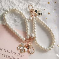 Cute Pearl Mobile Phone Chain Creative Love Heart Metal Keychain XYun Pendant Small Fragrance Style Jewelry Accessory