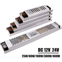 Adaptateur d'alimentation pour bande LED ultra-mince AC 180-260V vers DC 12V 24V 60W 100W 150W 200W 250W 400W