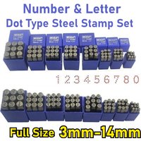 3mm-14mm Number and Letter Dot Type Stamp Set Steel Alloy A-Z & 0-9 Metal Punch Press Tool for Metal Plastic Wood Leather & More