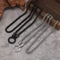 Retro folk style double-ring round buckle keel chain necklace 60CM exquisite fashion accessories to send boyfriend gifts.