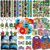 Cartoon Turtles Party Favors Supplies Ninjas Sticker Gift Bag Keychain Balloons for Surprise Birthday Party Carnival Prizes Gift
