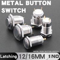 12MM 16MM Metal Push Button Switch Latching 1NO Welding Foot Flat High Head Power Switch ON-OFF 220V 2Pins