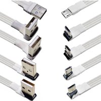 White 10CM 20CM Super Flat Flexible Up & Down & Left & Right Angled 90 Degree USB Micro USB Male to USB Male Data Cable 1M 2M 3M