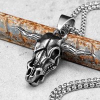 Bull OX Skull Men's Stainless Steel Pendant Necklace Western Cowboy Gothic Jewelry Punk Animal Accessories Gifts Wholesale