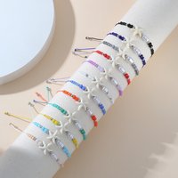 12pcs Multi-color Bracelets Set Starfish Charms Beads Bracelet Adjustable Rope Bracelet Jewelry for Girls