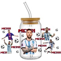 Football Star Messi Decal Waterproof Transfers Sticker for Libbey Glass Cup DIY UV DTF Cup Wrap Washable Mug Sticker