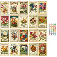 20pcs Vintage Botanical Flower Seed Cards For Garden Aesthetic Decor,Room Or Greenhouses Collage Art Cards,Gift For Plant Lovers