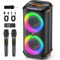 T27 Kabelloser Bluetooth-Lautsprecher, Karaoke-Maschine mit 2 Mikrofonen, Karaoke-Party-Lautsprecher für zu Hause mit LED-Licht