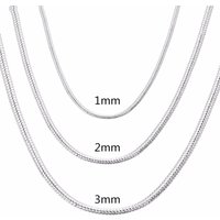 45-60cm 925 Sterling Silver 1MM/2MM/3MM Solid Snake Chain Necklace For Men Women Fashion Jewelry For Pendant Free Shipping